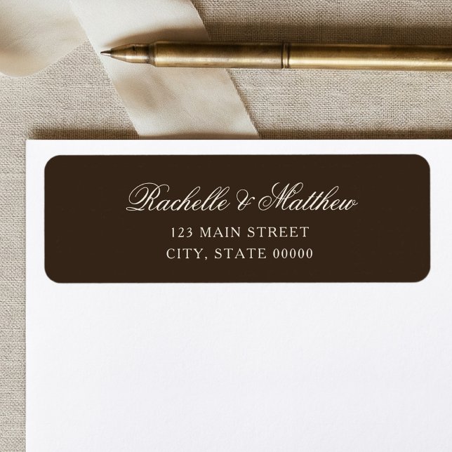 Elegant Brown Classic Wedding Return Address Label (Creator Uploaded)