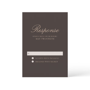 Elegant Brown Classic Wedding RSVP Card