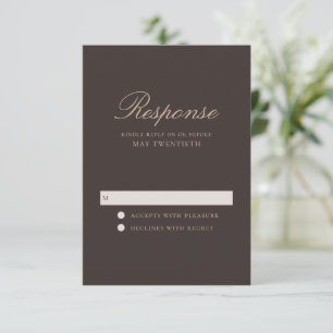 Elegant Brown Classic Wedding RSVP Card