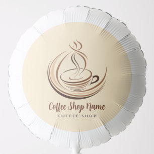 Elegant Brown Coffee  espresso business logo shop Balloon
