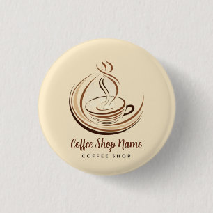 Elegant Brown Coffee  espresso business logo shop Button