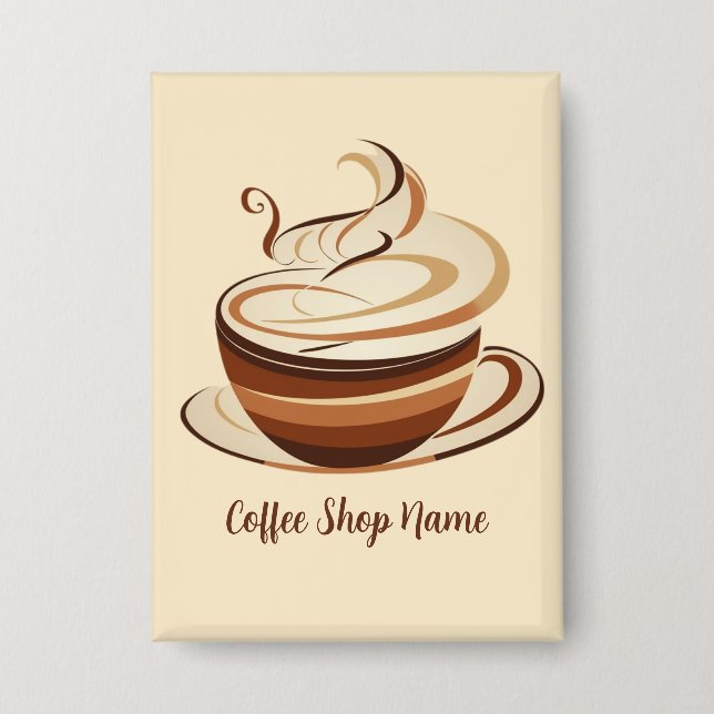 Elegant Brown Coffee  espresso business logo shop Button (Front)