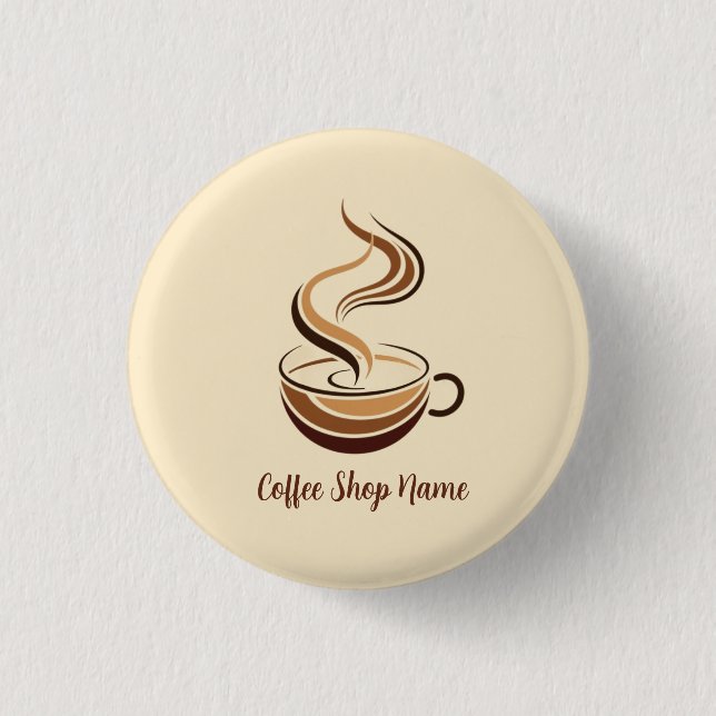 Elegant Brown Coffee  espresso business logo shop Button (Front)