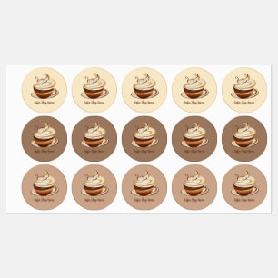 Elegant Brown Coffee  espresso business logo shop Labels
