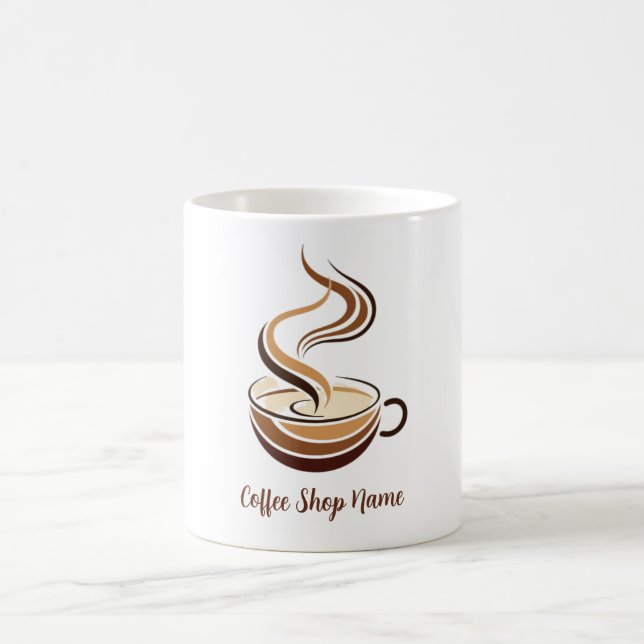 Elegant Brown Coffee  espresso business logo shop Mug (Center)