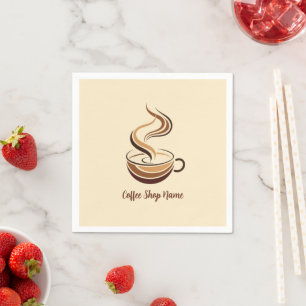 Elegant Brown Coffee espresso business logo shop Napkins