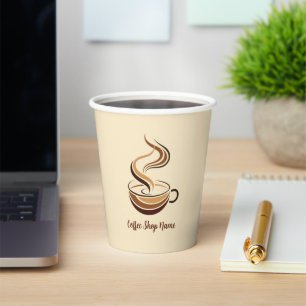 Elegant Brown Coffee espresso business logo shop Paper Cups