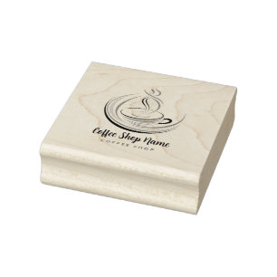 Elegant Brown Coffee espresso business logo shop Rubber Stamp
