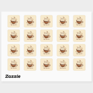 Elegant Brown Coffee espresso business logo shop Square Sticker
