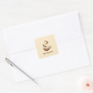 Elegant Brown Coffee espresso business logo shop Square Sticker