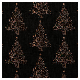 Elegant Brown Copper Christmas Tree Pattern Fabric