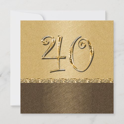 elegant brown cream 40th party personalized invite