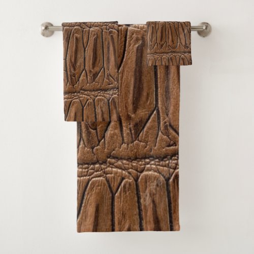 Elegant Brown Crocodile  Bath Towel Set