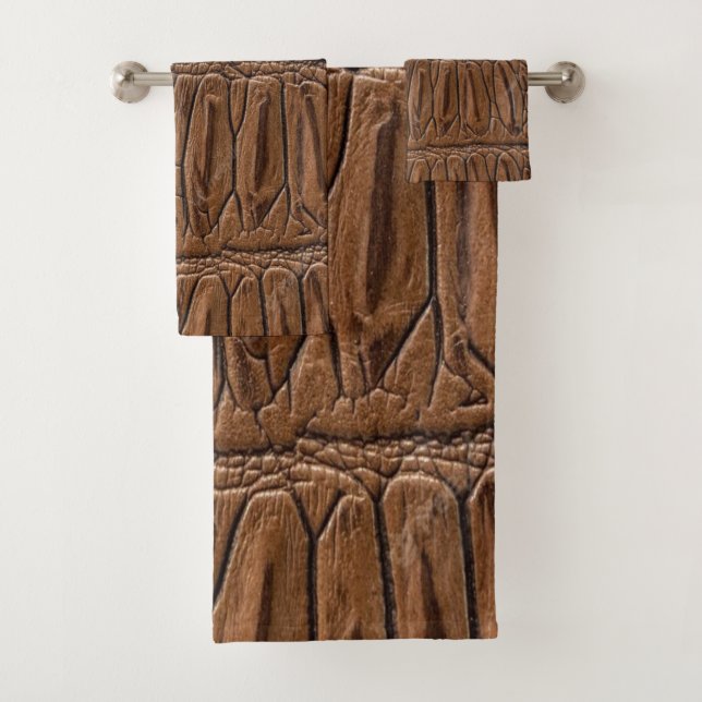 Elegant Brown Crocodile  Bath Towel Set (Insitu)