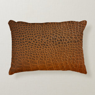 Elegant brown crocodile leather texture. accent pillow