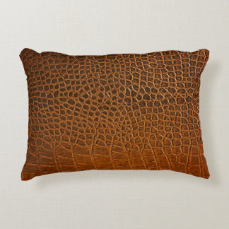 Elegant brown crocodile leather texture. accent pillow