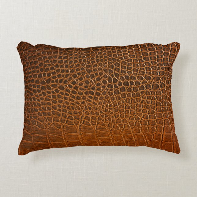 Elegant brown crocodile leather texture. accent pillow (Front)