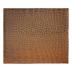 Elegant brown crocodile leather texture. duvet cover