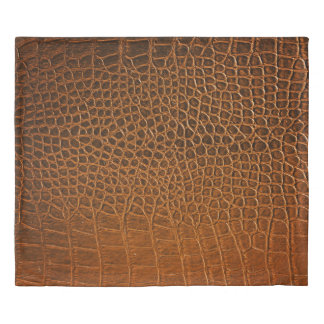 Elegant brown crocodile leather texture. duvet cover
