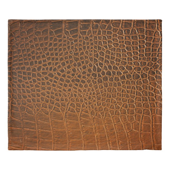 Elegant brown crocodile leather texture. duvet cover (Front)