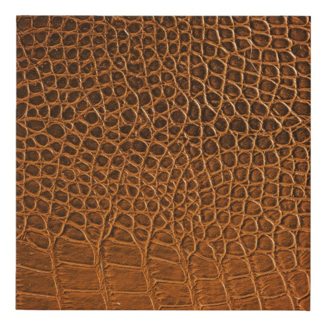 Elegant brown crocodile leather texture. faux canvas print (Front)