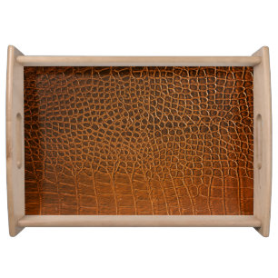 Elegant brown crocodile leather texture. serving tray