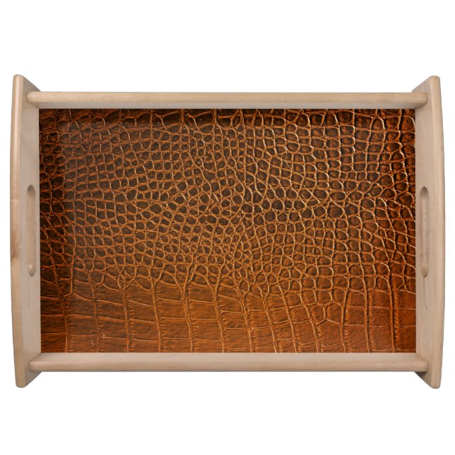 Elegant brown crocodile leather texture. serving tray (Front)