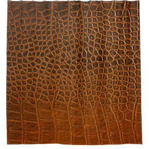 Elegant brown crocodile leather texture. shower curtain