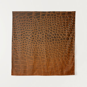 Elegant brown crocodile leather texture. tapestry
