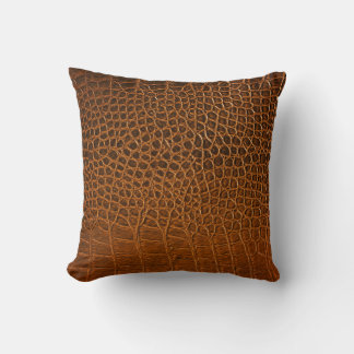 Elegant brown crocodile leather texture. throw pillow