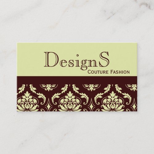 Elegant Brown Damask Fashion Business Card