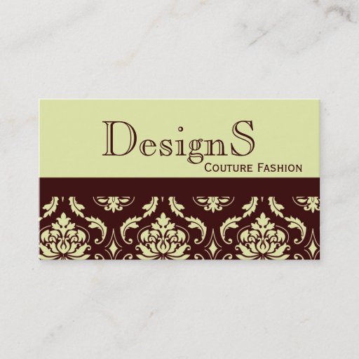 Customizable Elegant Brown Damask Fashion Business Card