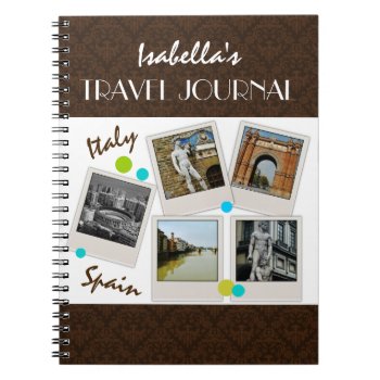 Elegant Brown Damask Travel Journal And Photos by SocialiteDesigns at Zazzle