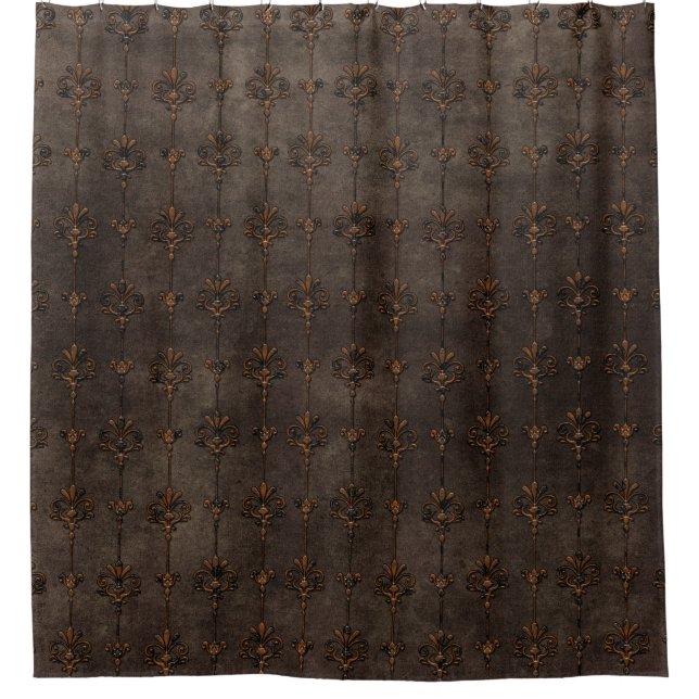 Elegant Brown Damasks Shower Curtain (Front)