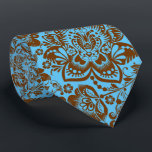 Elegant Brown Damasks & Sky Blue Background Neck Tie<br><div class="desc">Elegant brown vintage floral damasks over sky blue background color you can change.</div>