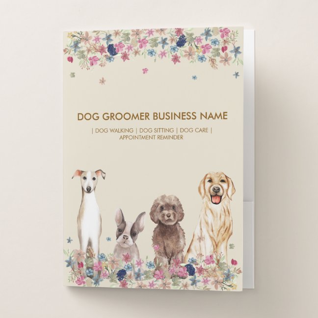 Elegant Brown Dog Groomer Organizer Pocket Folder