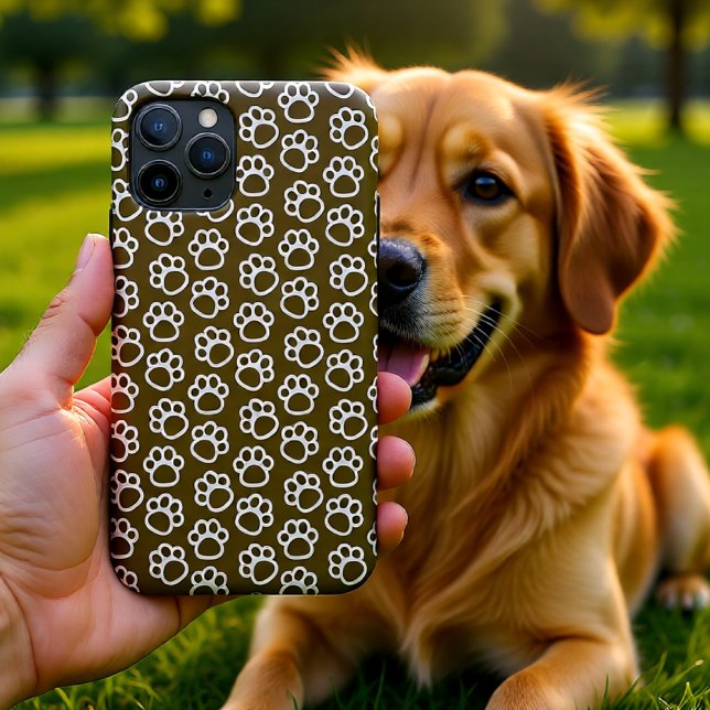Elegant Brown Dog Paw Print Pattern Case-Mate iPhone Case (Elegant Brown Dog Paw Print Pattern Case-Mate iPhone Case)
