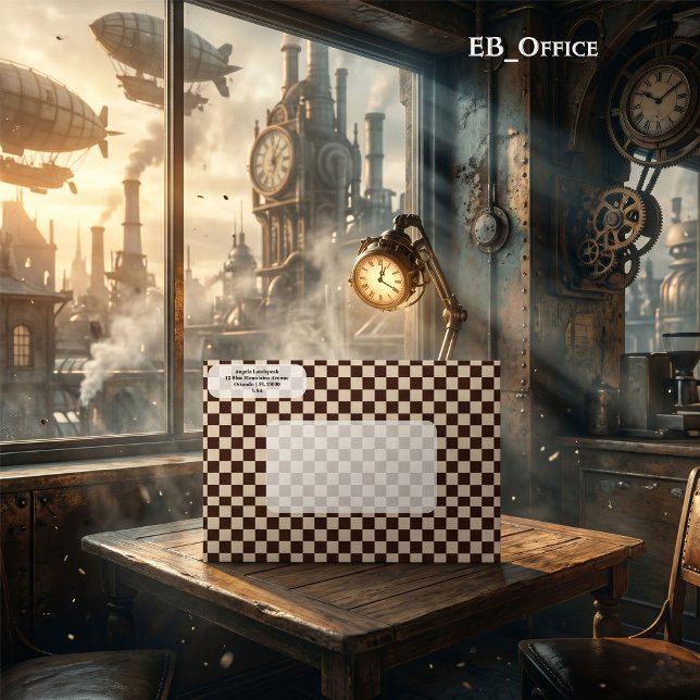 Elegant Brown & Ecru Checkered  Return Address  Envelope (Love the envelope, but looking for a different hue? Visit EB_Office to explore our full collection.)