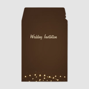 Elegant Brown & Fairy Lights Wedding Invitation Envelope Mailers