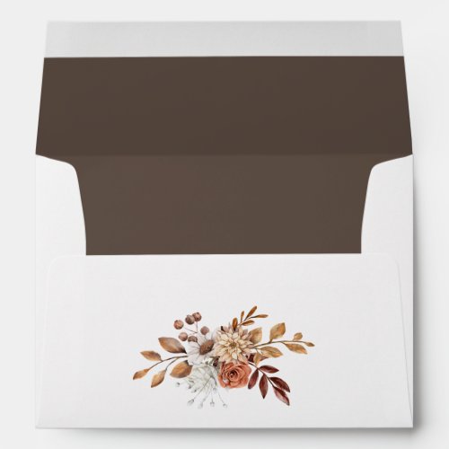 Elegant Brown Fall Floral Leaves Address  Envelope