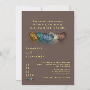 Elegant Brown Fall In Love Chic Wedding Invitation