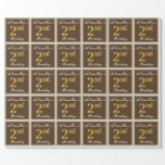 [ Thumbnail: Elegant, Brown, Faux Gold 2nd Birthday + Name Wrapping Paper ]