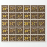 [ Thumbnail: Elegant, Brown, Faux Gold 30th Birthday + Name Wrapping Paper ]