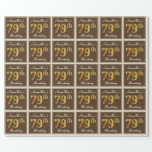 [ Thumbnail: Elegant, Brown, Faux Gold 79th Birthday + Name Wrapping Paper ]