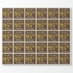 [ Thumbnail: Elegant, Brown, Faux Gold 95th Birthday + Name Wrapping Paper ]