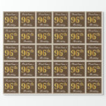 [ Thumbnail: Elegant, Brown, Faux Gold 96th Birthday + Name Wrapping Paper ]