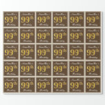 [ Thumbnail: Elegant, Brown, Faux Gold 99th Birthday + Name Wrapping Paper ]