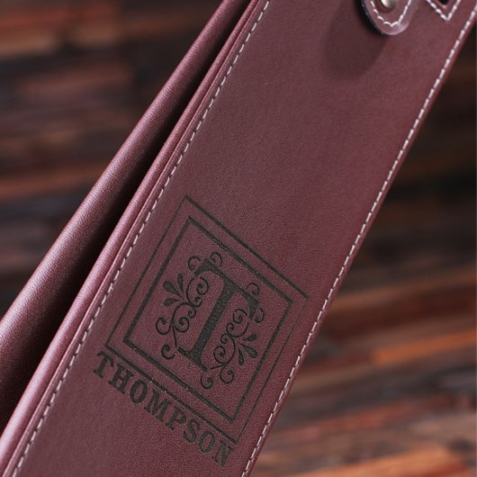 Elegant Brown Faux Leather Wine Bottle Holder (Front Left)