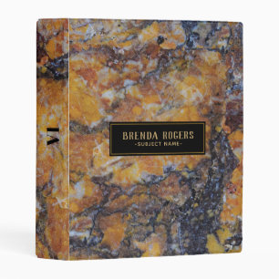 Elegant Brown Faux Marble Stone Mini Binder