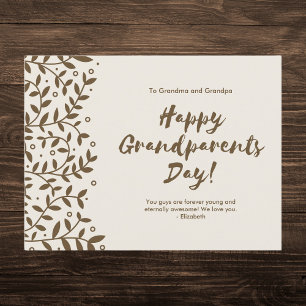 Elegant Brown Floral Grandparents Day Holiday Postcard